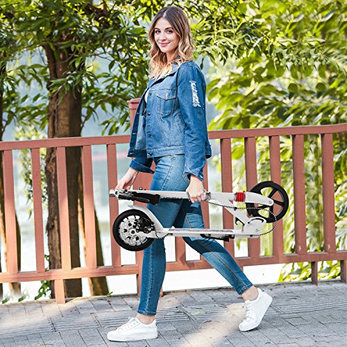 Hikole Scooters for Adults Teens with Handbrake, Kick Scooter Adjustable Height with Shoulder Strap 8 inches Big Wheels  - Additional View