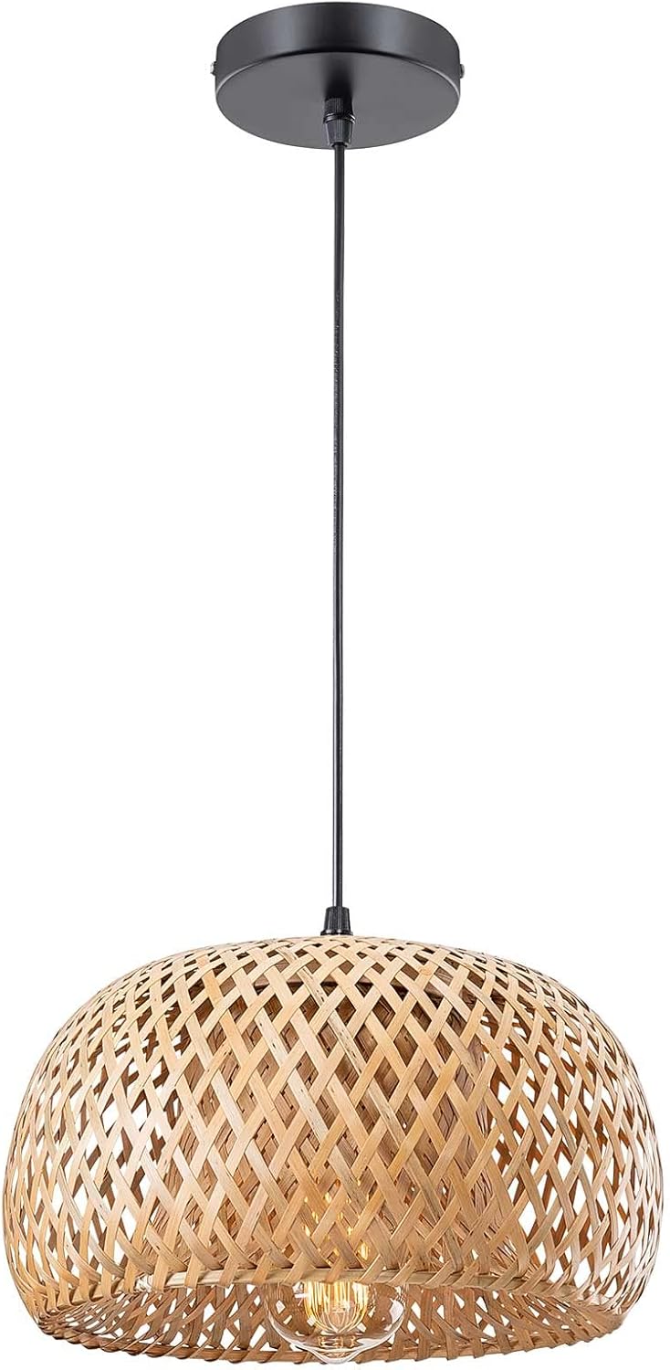 EE Eleven Master HandWoven Bamboo Pendant Light, Natural Chandelier
