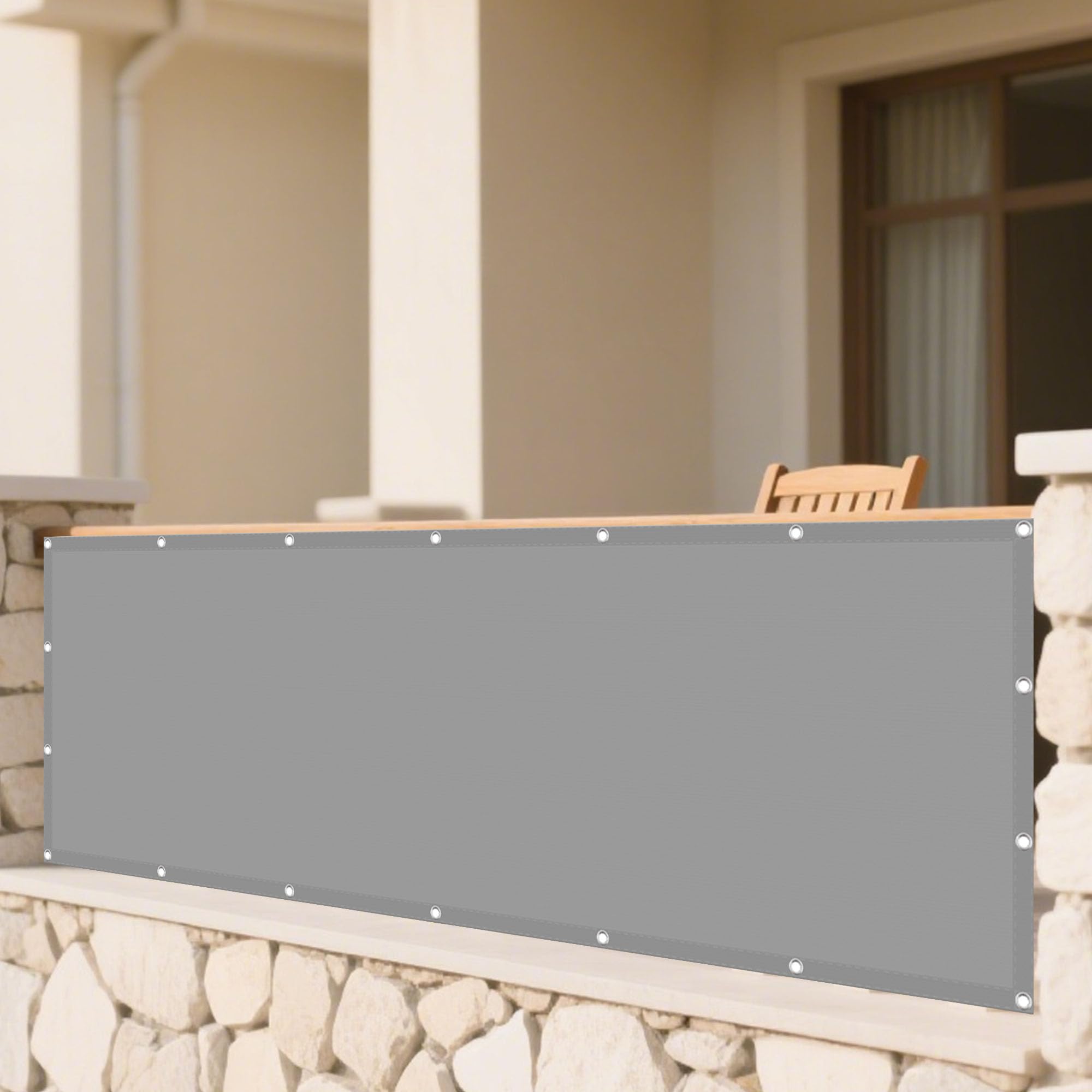 Voile d'ombrage 4.5x8m gris clair rectangulaire et imperméable pour jardin et terrasse