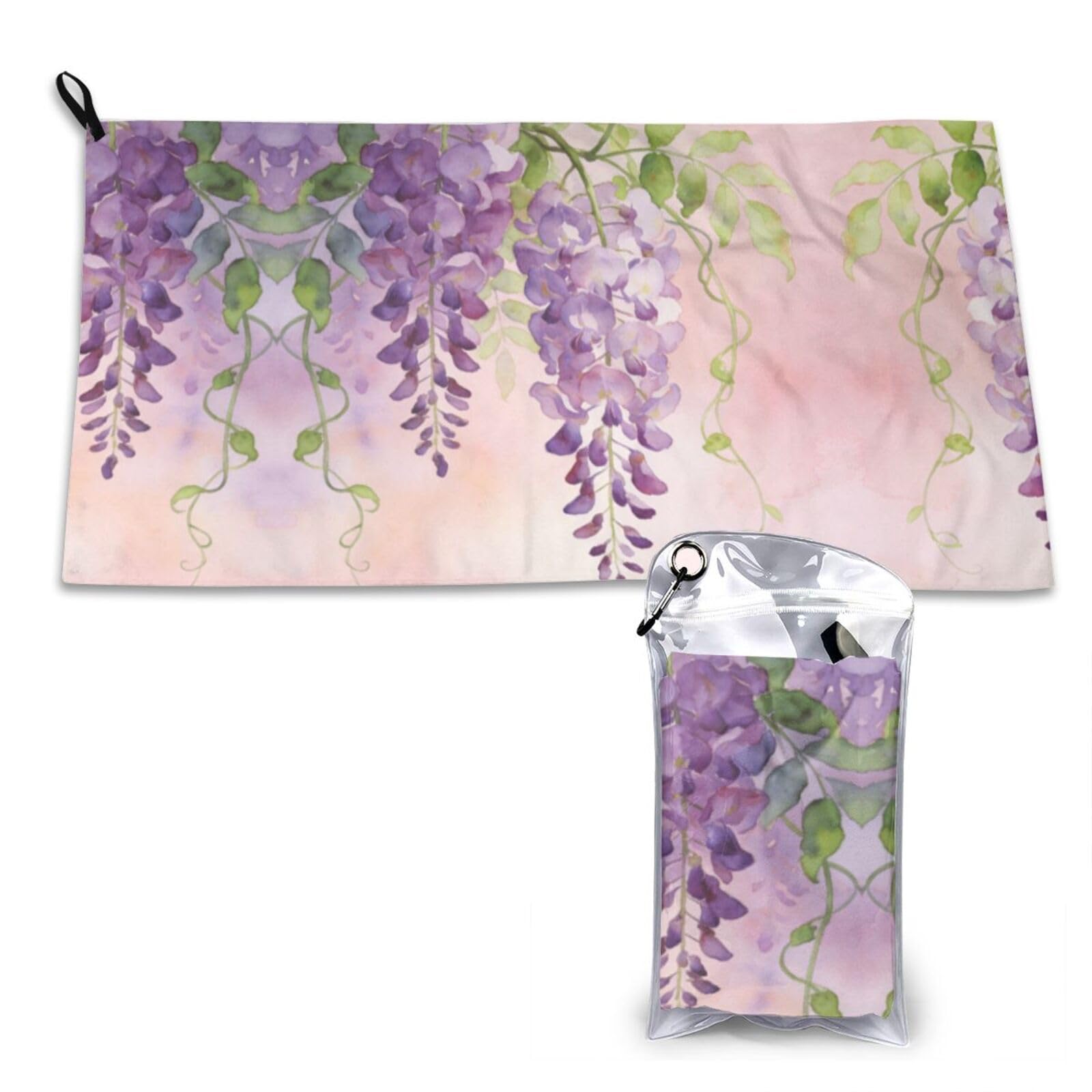 DUYKIMQW Wisteria Watercolor Print Quick Dry Towel 16x31.5in White