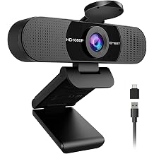 EMEET C960 1080P Webcam with Microphone, 2 Mics, 90&deg; FOV, USB Type-A &amp; A-to-C Adapter, Fixed Focus, Plug&amp;Play Computer Camera for Zoom/Teams/Facetime/YouTube/Google Meet/Switch 2 Camera, 2025 Version