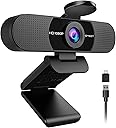 EMEET 1080P Webcam with Microphone, C960 Web Cam, 2 Mics, 90° FOV, USB Type-A & A-to-C Adapter, Plug&Play Computer Camera for Online Calling, Zoom/Teams/Facetime, Switch 2 Camera Support, 2025 Version