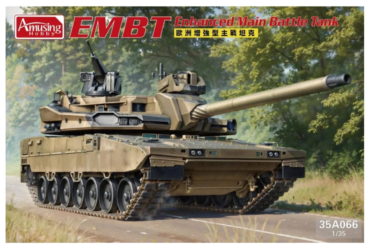 Amusing Hobby 35A066 EMBT – Enhanced Main Battle Tank – 1:35 Modellbausatz – KNDS Prototyp (Leopard 2 Nachfolger) – Erstauflage mit Bonus, 3D-Druck & beweglicher Kette – Ungebaut