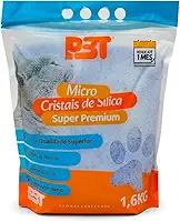 Areia Cristais de Sílica Micro Premium P3T para Gatos Absorção 100%, Antibacteriano Eliminador de Odores 1,6kg
