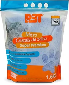Areia Cristais de Sílica Micro Premium P3T para Gatos Absorção 100%, Antibacteriano Eliminador de Odores 1,6kg