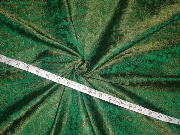 Tissu brocart de soie vert foncé au mètre 44 pouces de large coupon BRO46 couture
