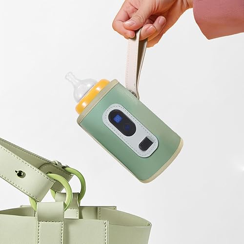 Miniatura 8 de Calentador de biberones de leche para bebés con pantalla digital USB, portátil de 5 velocidades para leche materna y agua (verde)