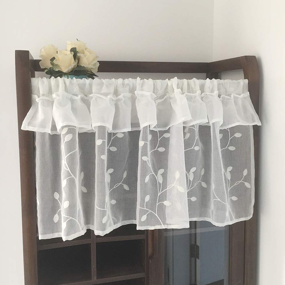 Cortina de cocina corta de gasa blanca y media cortina de ventana para decoración del hogar