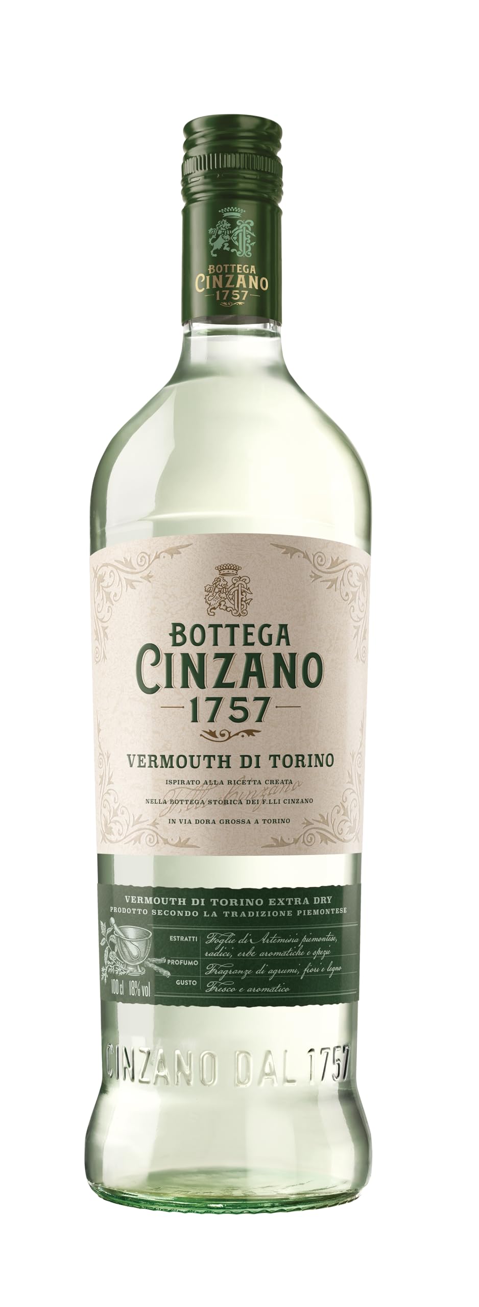 Bottega Cinzano 1757 Vermouth di Torino Extra Dry 1L | 18% ABV | Premium Vermouth, a cocktail essential