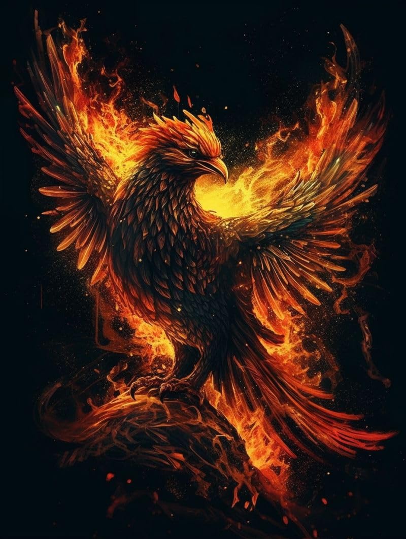 Generic 11ct Cross Stitch,Rising Phoenix 11 Count Counted Stamped Pre Printed Cross Stitch Embroidery Kits for Adults Starter DIY Embroidery Needlework Kit with Patterns 40×50cm(w-e191)