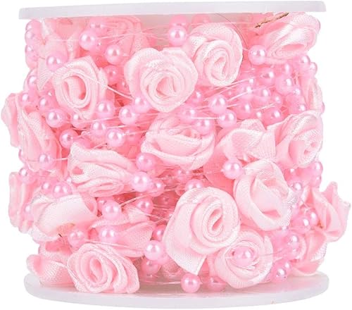 Miniatura 6 de 32.8 ftroll Rose Artificial Perla Alambre Perlas Guirnalda Cadena de la Boda Perla Perla Garland Cuerda Decoración ()