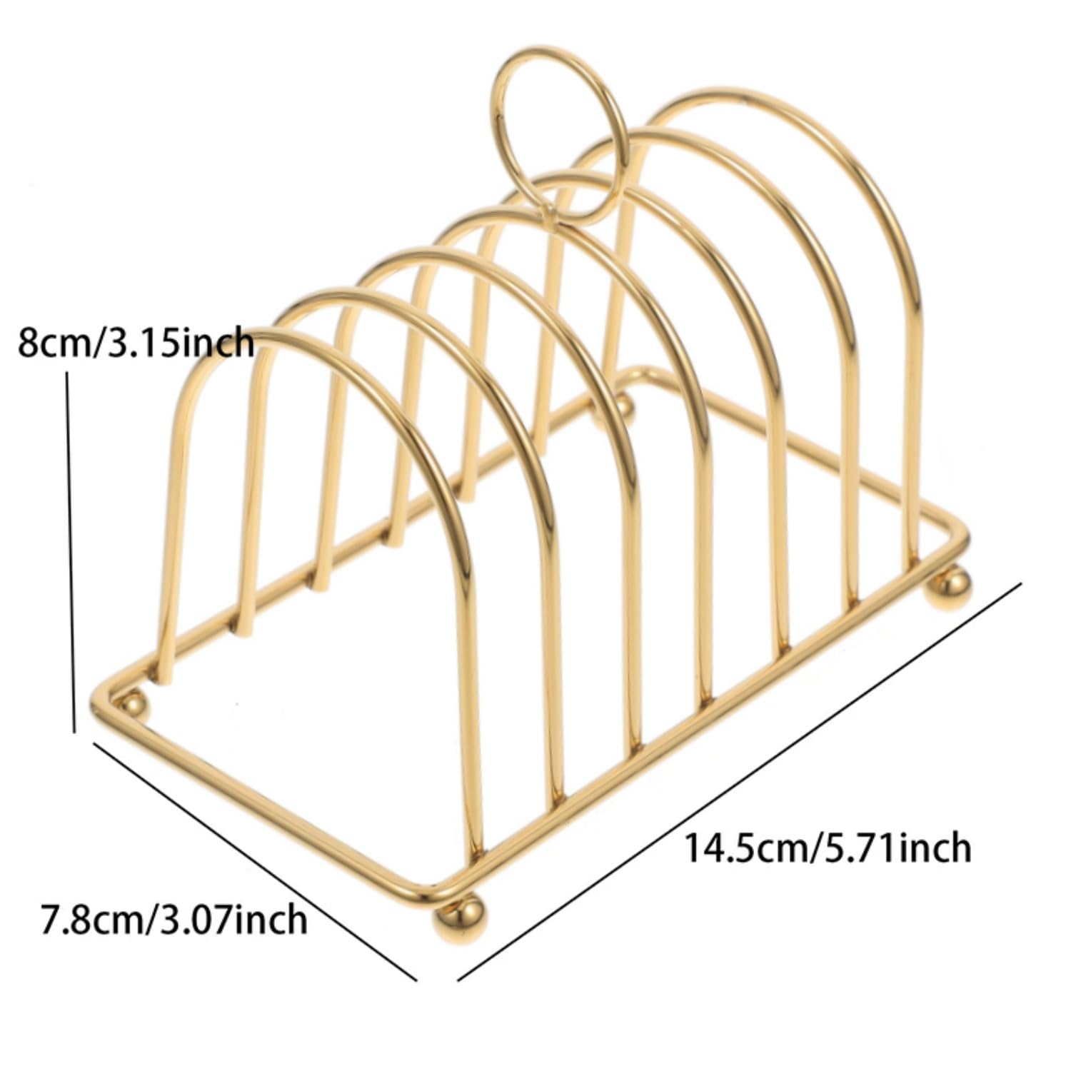 Metal Chrome 6 Slote Slices Toast Rack Toast Serving Dining Rack Stand Loaf Bread Holder, Toast Holder Rack, Bread Slice Stand, Toast Rack, Cooling Bread Rack for Kitchen, or Bakery (Gold)
