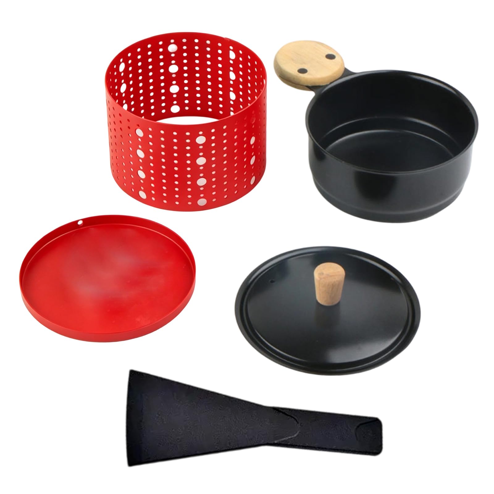 Kaeltsyn Wooden Handle Nonstick Cheese Grills Pan with Scrapers Outdoor Cooking EquipmentFor Home Kitchen and Outdoor BBQ Wooden Handle Cheese Grills Pan