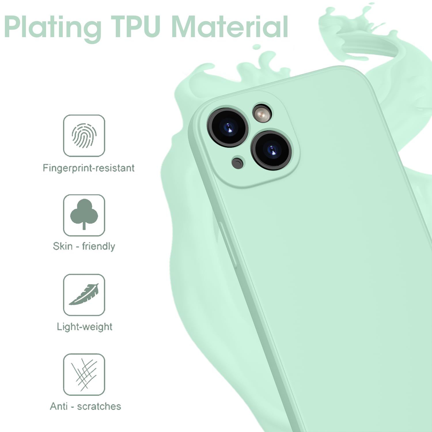 KPPIT for iPhone 13 Case Protective Case Silicone,Ultra Slim Soft Gel Anti-Scratch,Microfiber Lining,Rubber Shockproof Case Cover for iPhone 13 Light Cyan,6.1 inch - Image 3