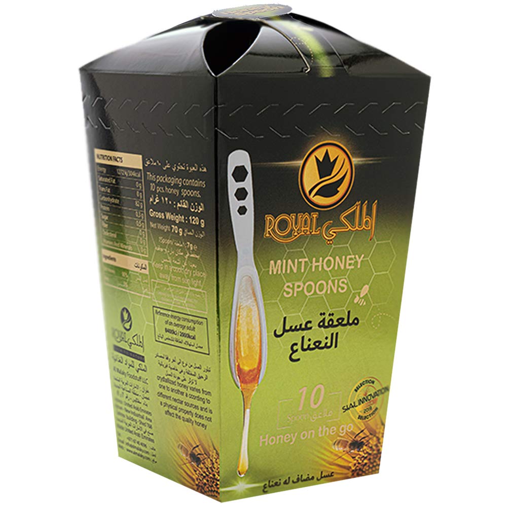 AL MALAKY ROYAL Honey Spoons, Boosts Metabolism, Free from any Preservatives, 100% Pure & Natural Honey - 10 Pieces (Sidr With Mint)