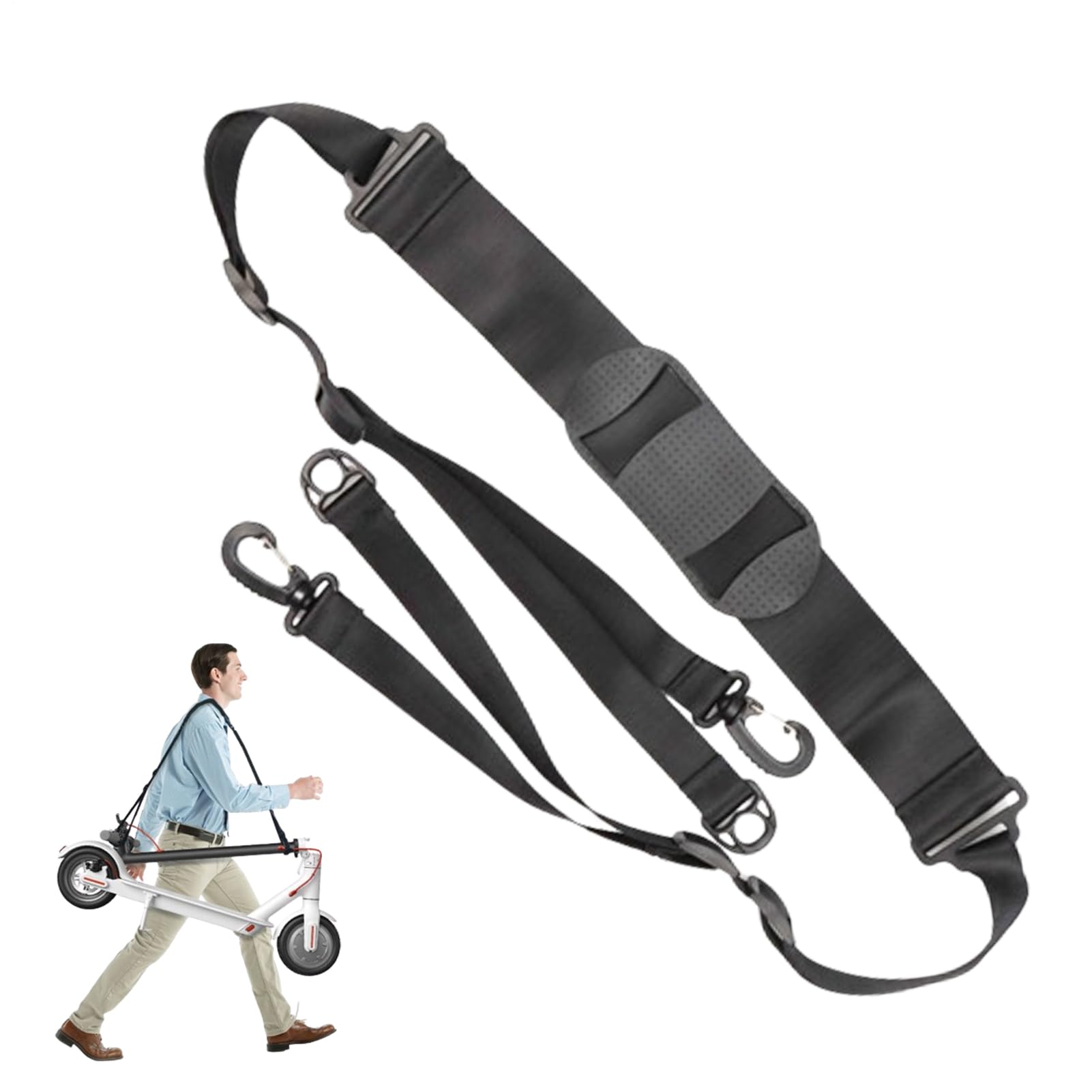Correa de Transporte para Patinete Eléctrico - Diseño Ergonómico y Alta Resistencia - Plegable para Scooter - para Adultos Adolescentes Mayores y Niños en Trayectos Metro Tren y Subida Escaleras