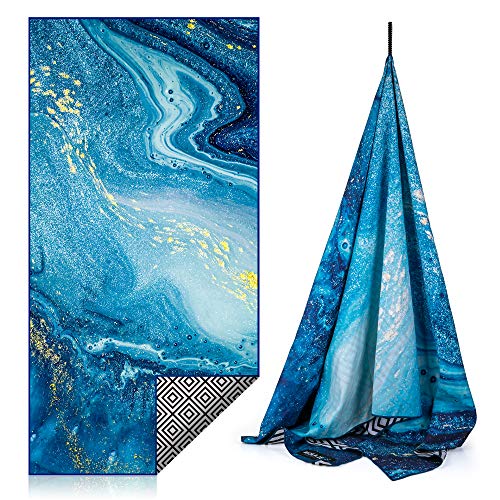 KOLLIEE Microfiber Beach Towels Sand Free Quick Dry Portable Pool Towels Colorful Compact