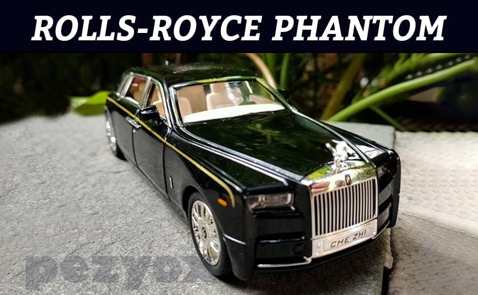 Image of 1 /24 Rolls-Royce Phantom Model Car,Zinc Alloy Pull Back Toy car with Sound and Light for Kids Boy Girl Gift. (Black)