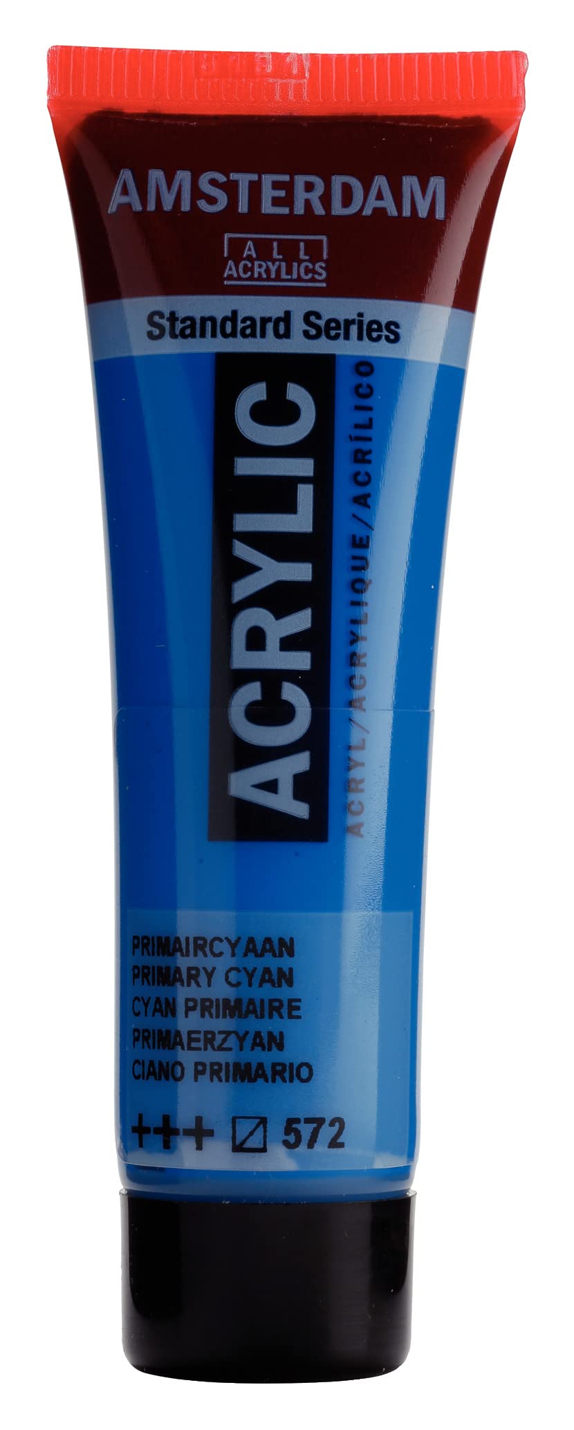 Amsterdam Standard Series Acrylic - 20 ml Tube - Primary Cyan 572 - Semi-Transparent - High Lightfastness - Medium Viscosity - Durable & Flexible Paint Film - Water-Based - Made in Netherlands
