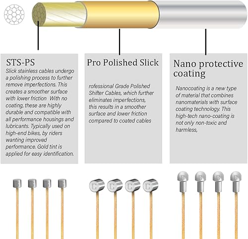 Miniatura 3 de CNC Cable de cambio de bicicleta pulido Pro Slick para ShimanoSRAMBicicleta de montaña, bicicleta de carretera, cable de desviador MTB 1.2X