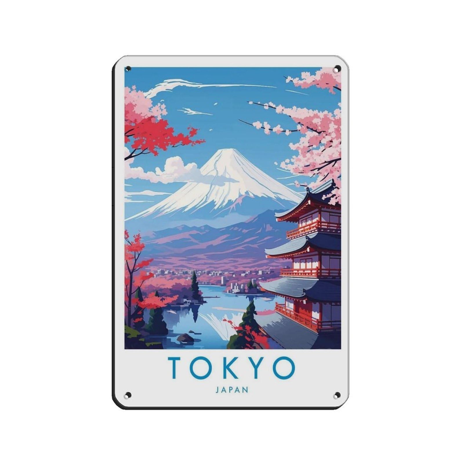 Tokyo Travel Poster, Japan Tin Sign Vintage Metal Pub Club Cafe Bar Home Wall Art Decoration Poster Retro 8x12inch(20x30cm)