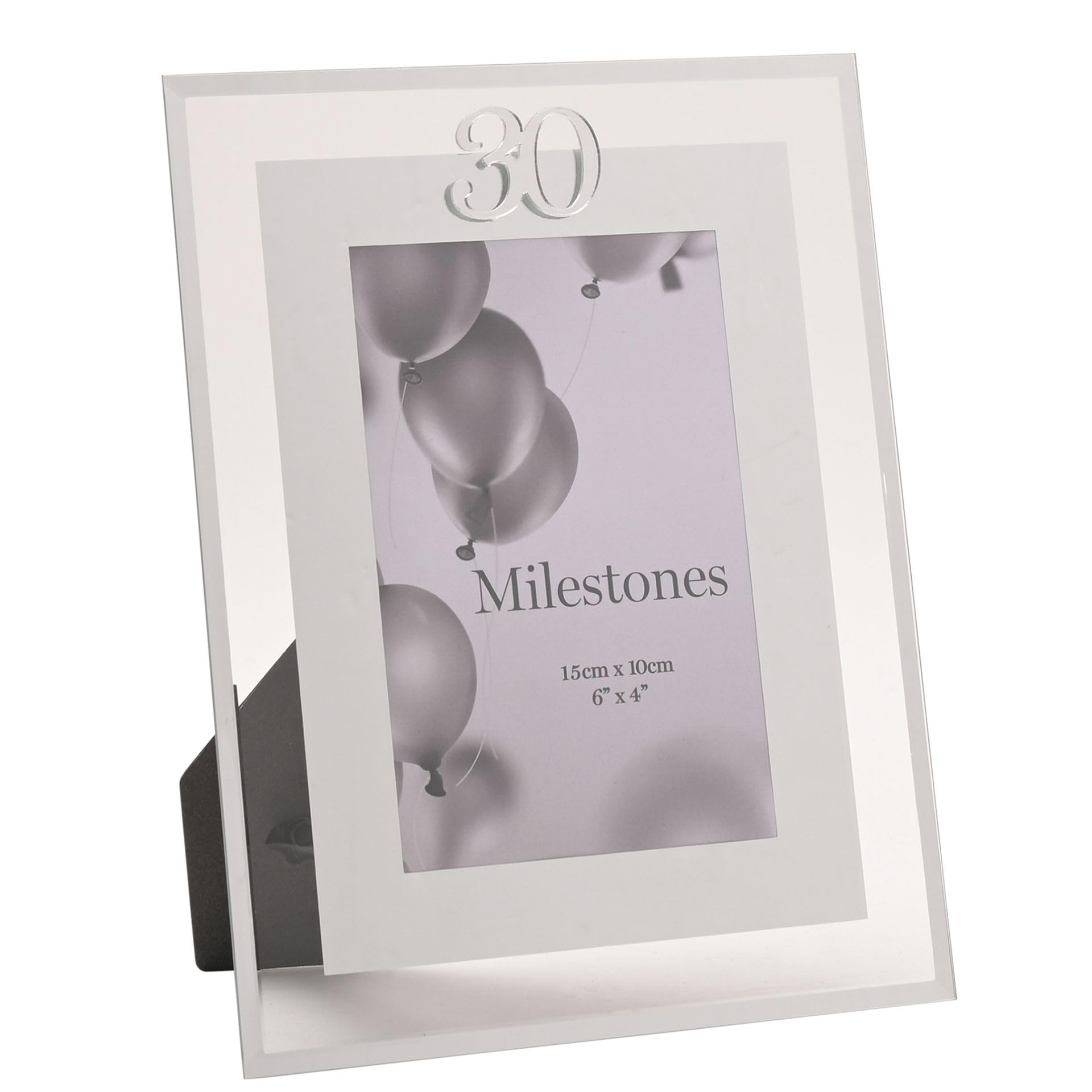Widdop Milestones Mirror Border Photo Frame Age 30 - Photo Frame For Birthdays - Aperture 6" x 4" - Stylish Design Gift For Birthday Picture Frame