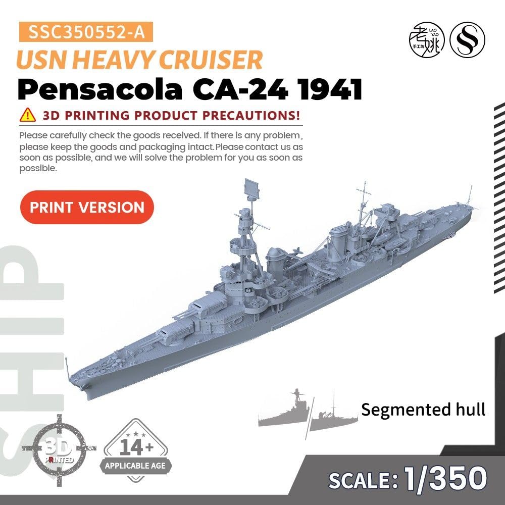 SSC350552-A 1/350 Model Wojskowy Pensacola CA-24 Ciężki Krążownik 1941