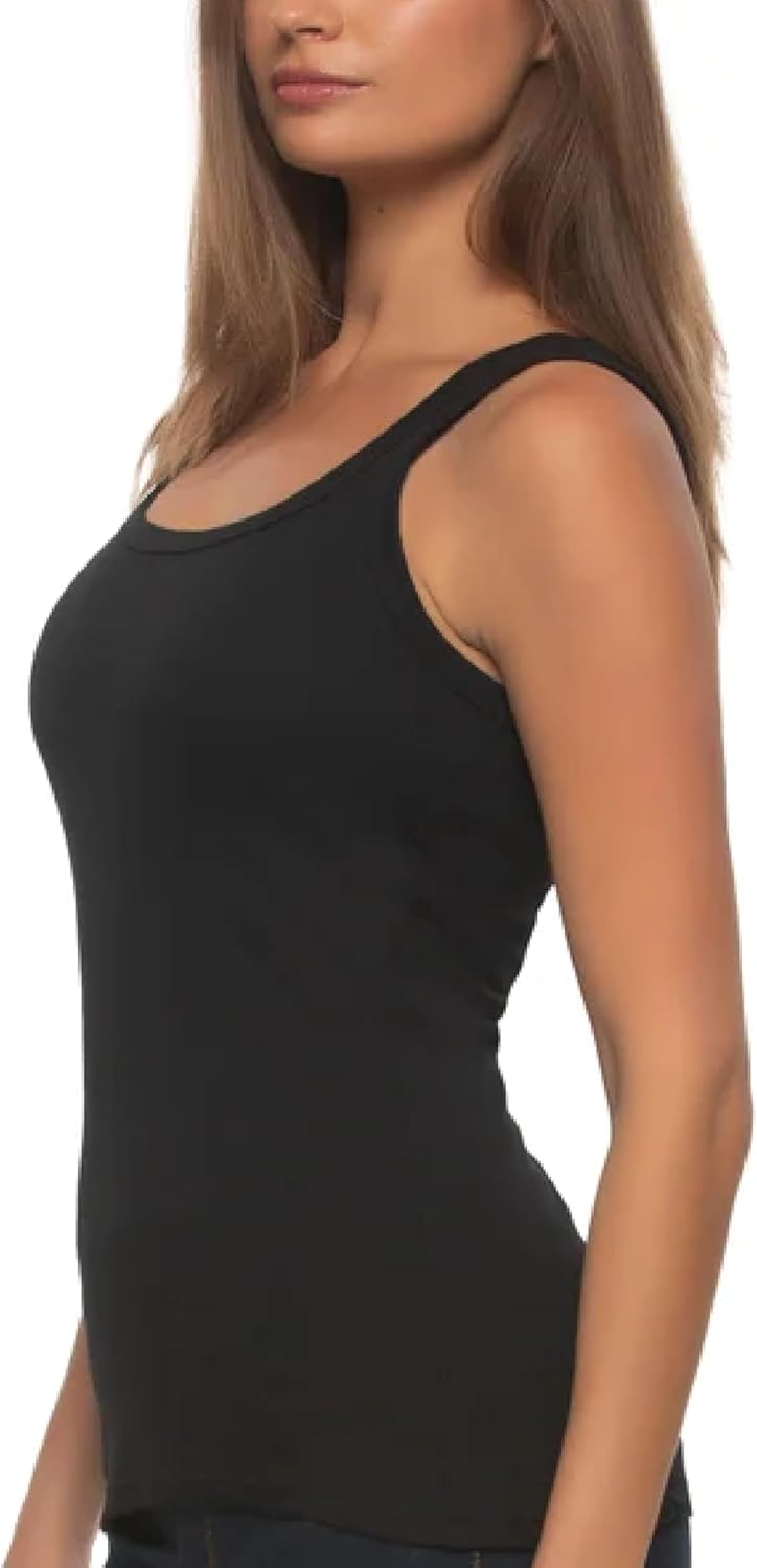 Felina Ladies' Ribbed Tank, Ultra Soft Cotton Stretch Rib, 3-Pack - Image 2