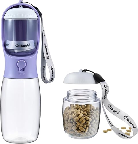 Botella de agua para perros con contenedor de alimentos, cuenco de agua para cachorros de viaje, dispensador portátil para mascotas, artículos de