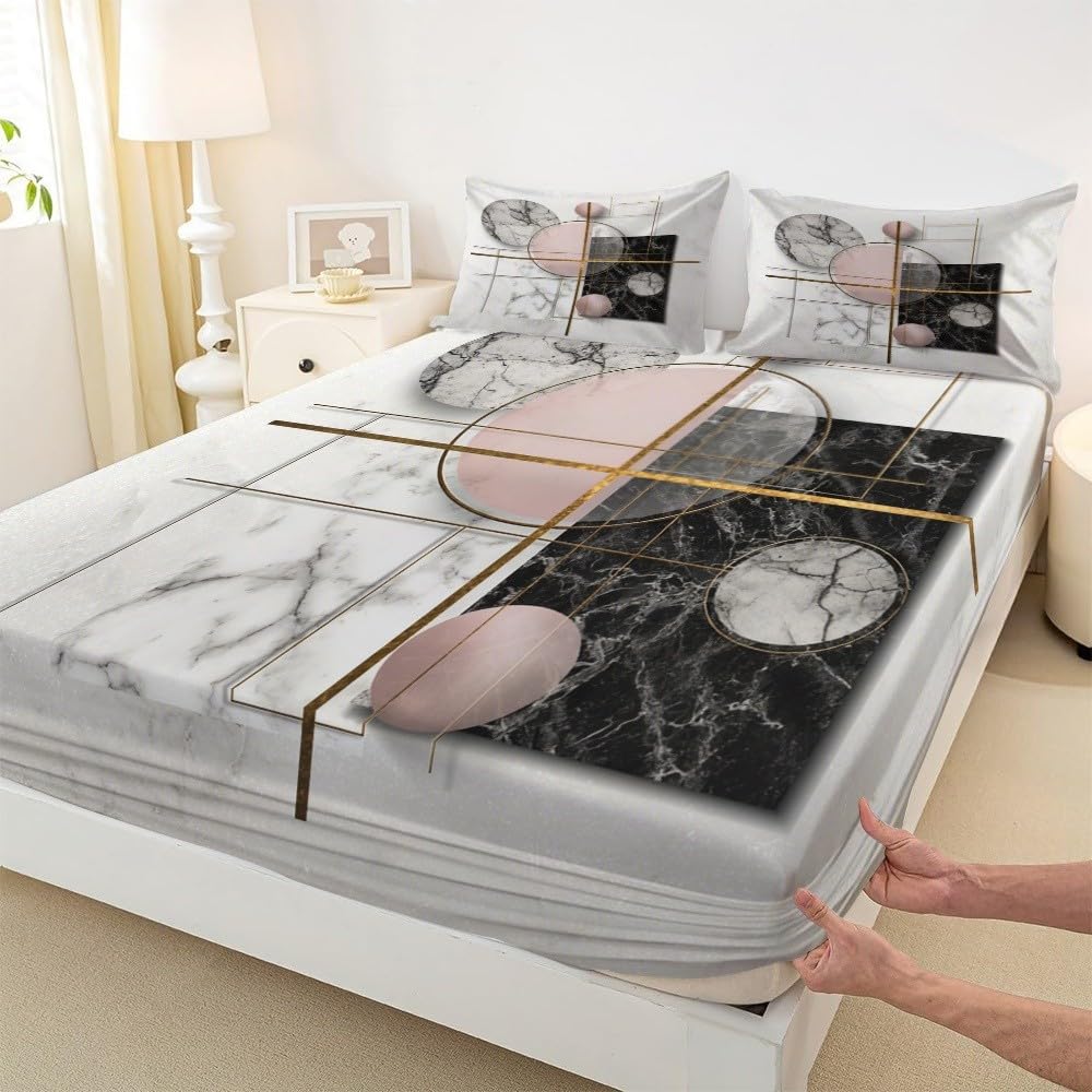 Przeciwzmarszczkowe białe prześcieradło z gumką, zestaw 180 x 200 cm z 2
