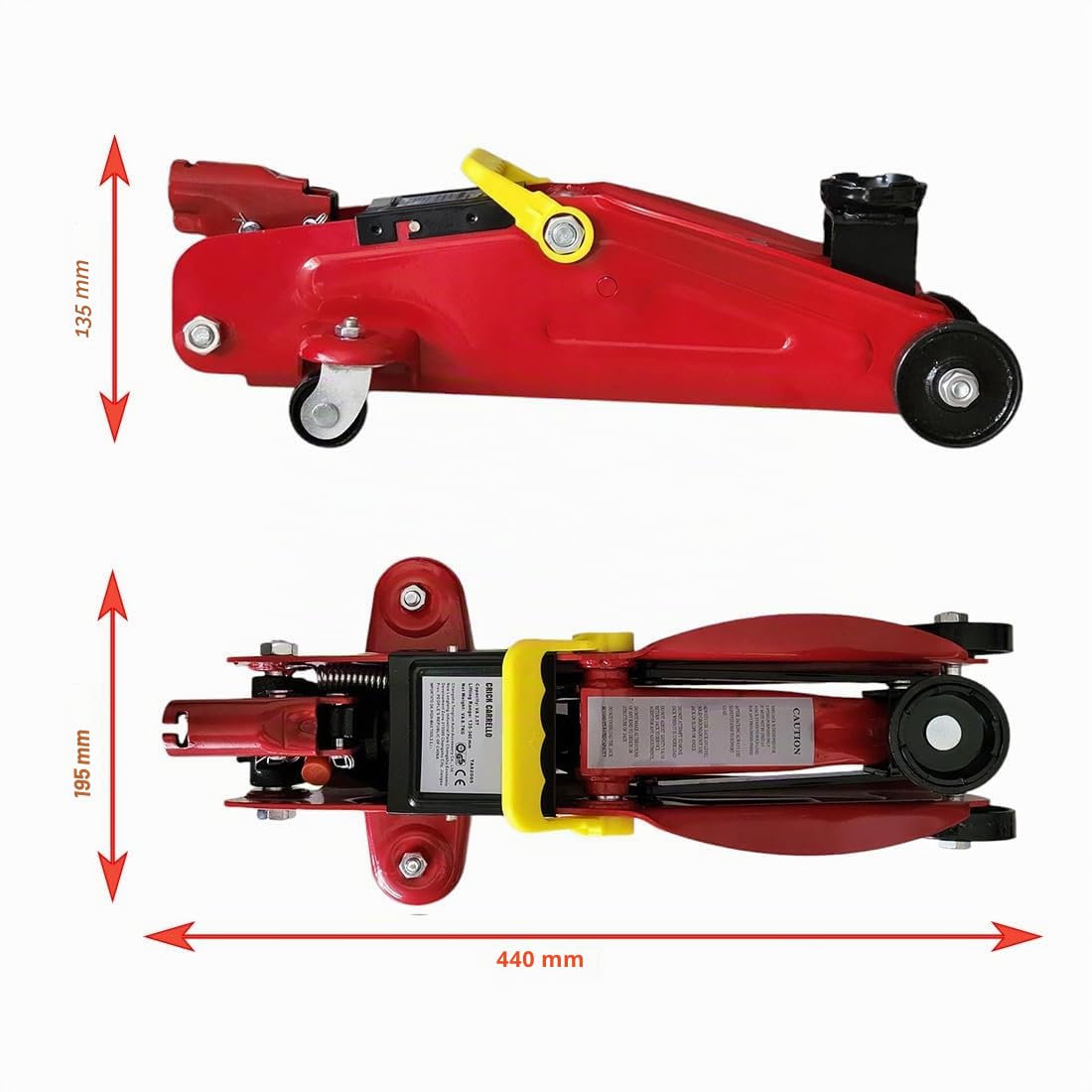 FAST WORLD SHOPPING Cric idraulico martinetto sollevatore auto 2,5T (2500 kg), crick a carrello professionale con maniglia, alza ruota, ideale per cambio gomme, officina e garage