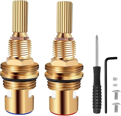 Juego de cartuchos de grifo de válvula de cerámica de latón 1-001 y 1-002  Reemplazo sin plomo para cartuchos generalizados de latón calientefrío,