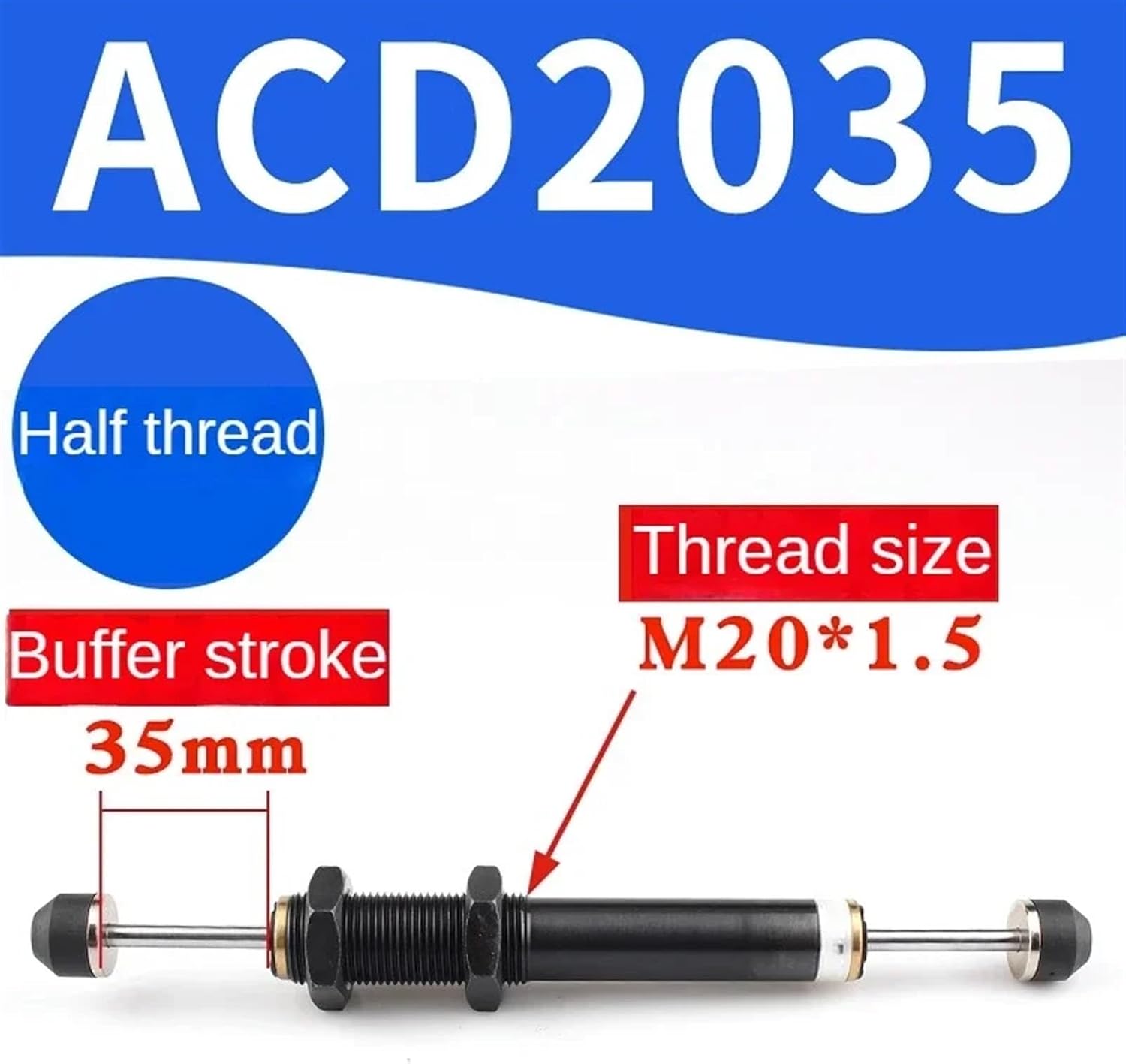 Pneumatic Two-way Oil Hydraulic Buffer ACD Hydraulic Shock Absorber For ACD2030 ACD2035 ACD2050 ACD2050-W Damper 1Pcs(ACD2035-B,-3 Low speed)