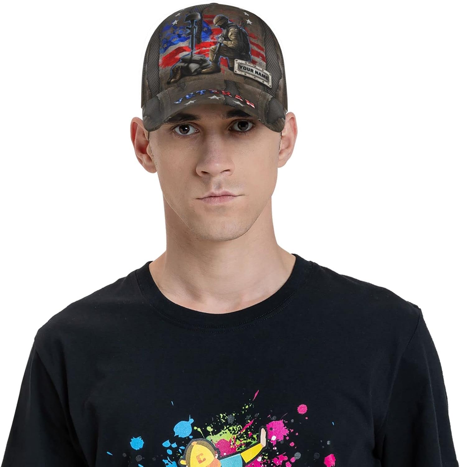 Veteran Hats for Men Women Custom Text/Name Adjustable Running Caps Printing Baseball Cap