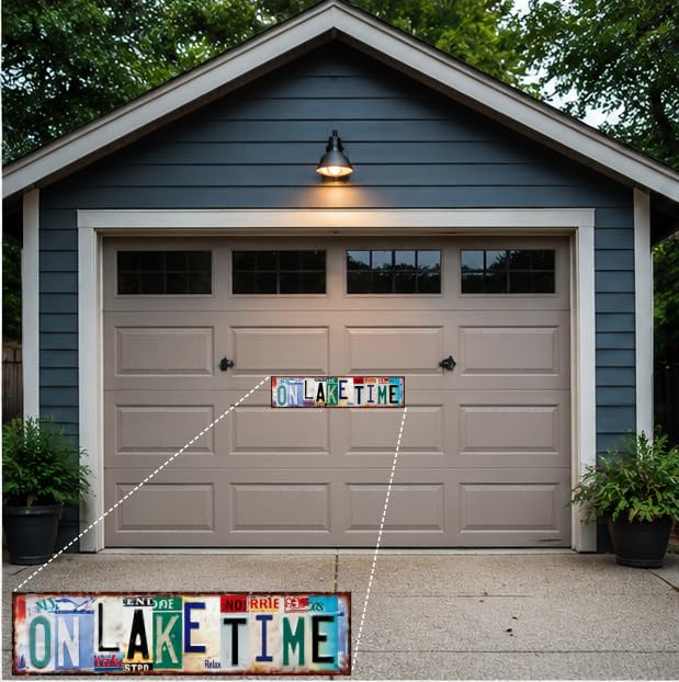 One Lake Time Metal Sign 16x4 Inch, Rustic Cabin Porch Wall Decor - image 6