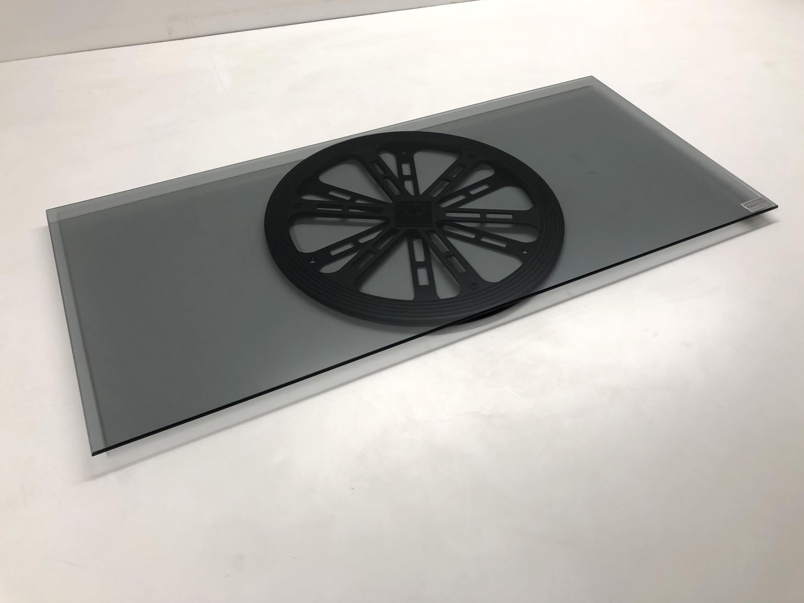 tecnidea Base girevole in vetro temperato colore Nero fumè, GK70N, dim: cm 70x32 - portata max. kg 40 - gira con un dito.