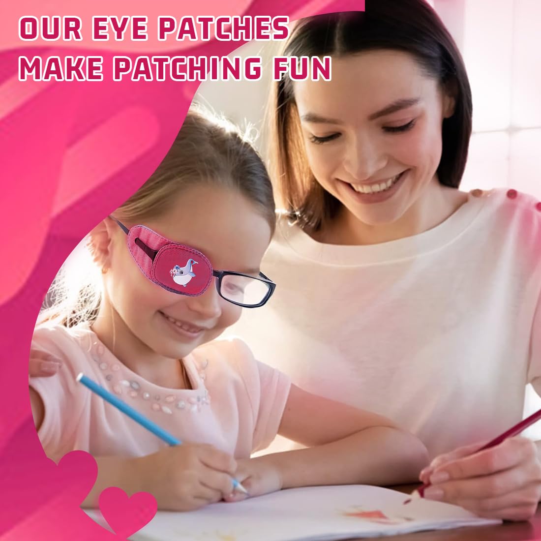 6 pezzi di benda occhio pigro bambini per occhiali, riutilizzabili bende oculari per bambini, adatti per l'occhio destro (per il trattamento di occhio pigro, ambliopia, strabismo, ecc.).