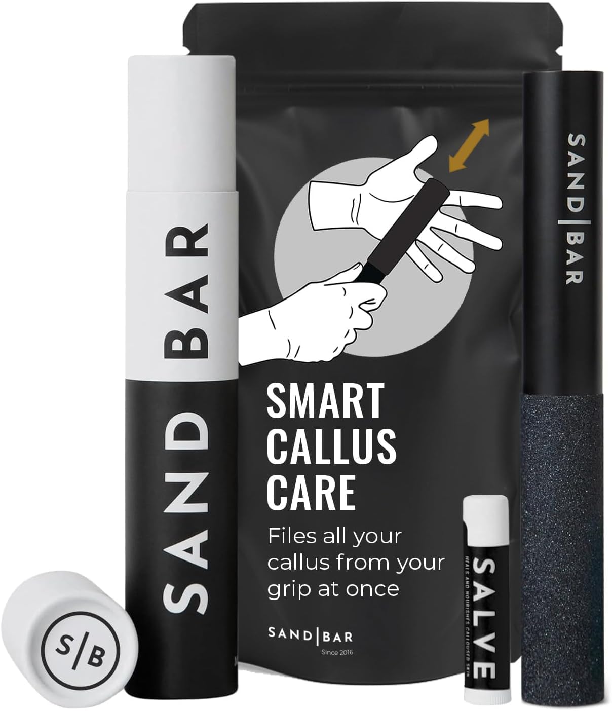 SandBar Callus Remover File for Hands - Durable Aluminum Tool for Callus Care and Dead Skin Removal - Includes Nourishing Salve - Ideal for Athletes, Climbers, and Gym Enthusiasts