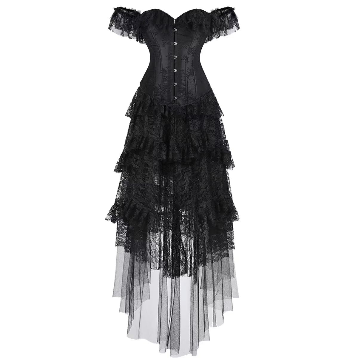 Jutrisujo Corset Dress Top for Women with Sleeves off the shoulder Lace Floral Costume Bridal Wedding