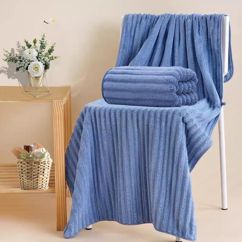 28X56 in Soft Coral Velvet Large Bath Towels Durable Microfiber Coral Velvet Highly Absorbent Towels - Multipurpose Use