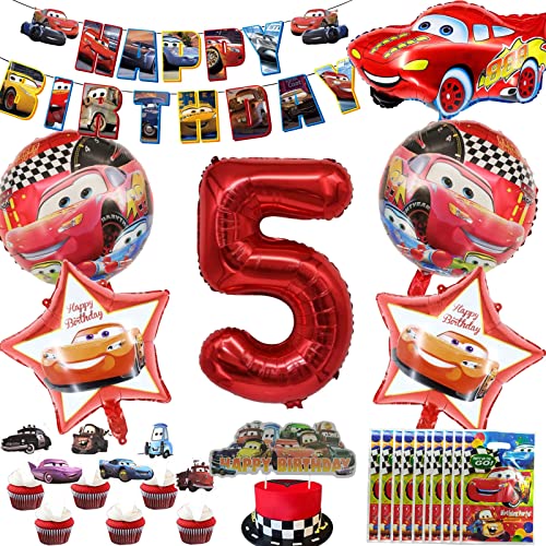 9-teiliges Rennwagen-Ballonset Aus Folie – Deko Für Kindergeburtstag & Autoparty