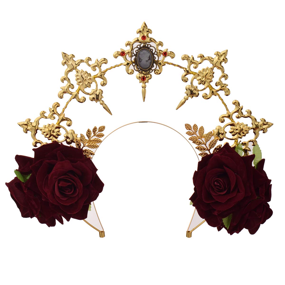 BLESSUME Halo Crown Mary Goddess Headband Women Halloween Costume Headpiece (Gold and Red) โ image 1