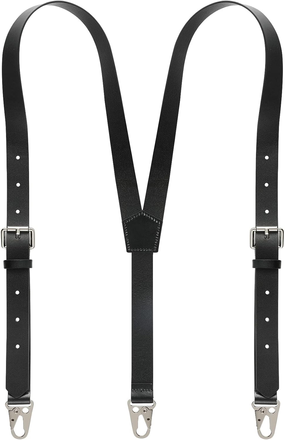 Ringsun Genuine Leather Suspenders for Men, Y Design Leather Suspenders