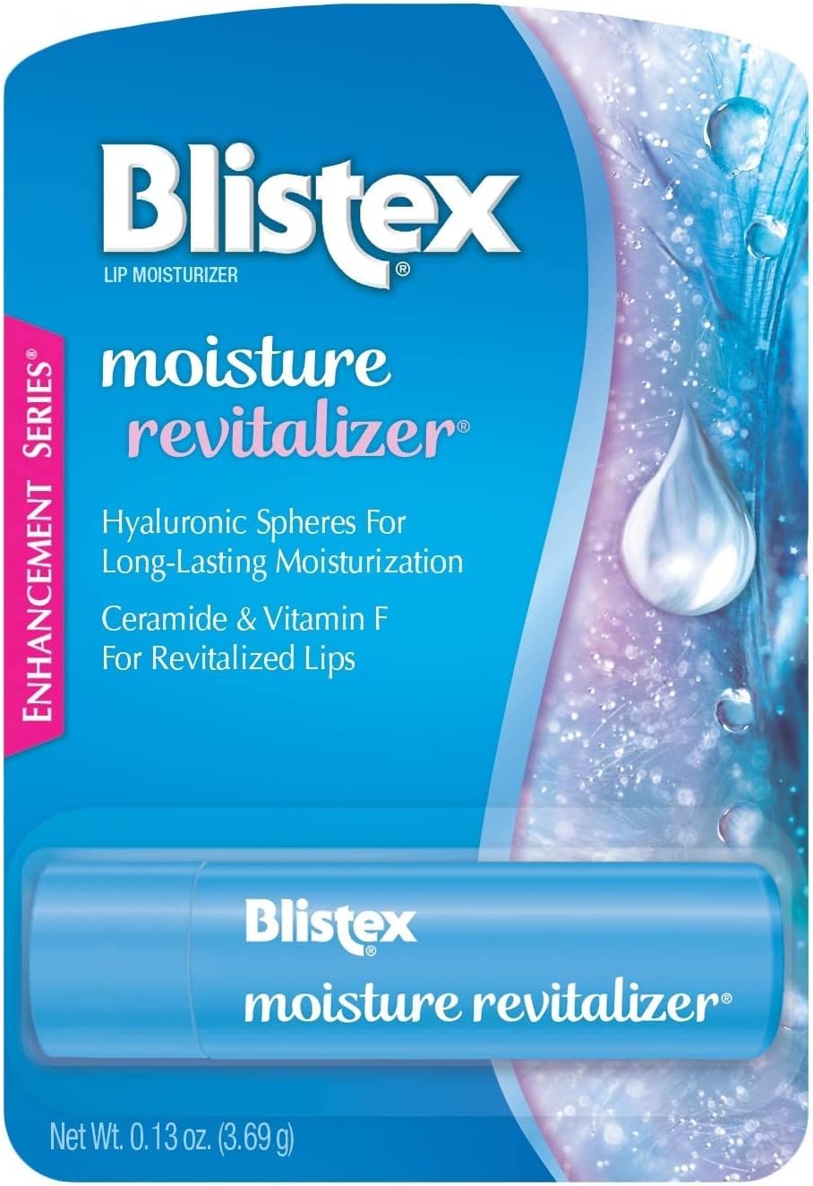 Moisture Revitalizer Lip Balm, Ceramide & Vitamin F and Hyaluronic Formula, 0.13 OZ - 2 Pack