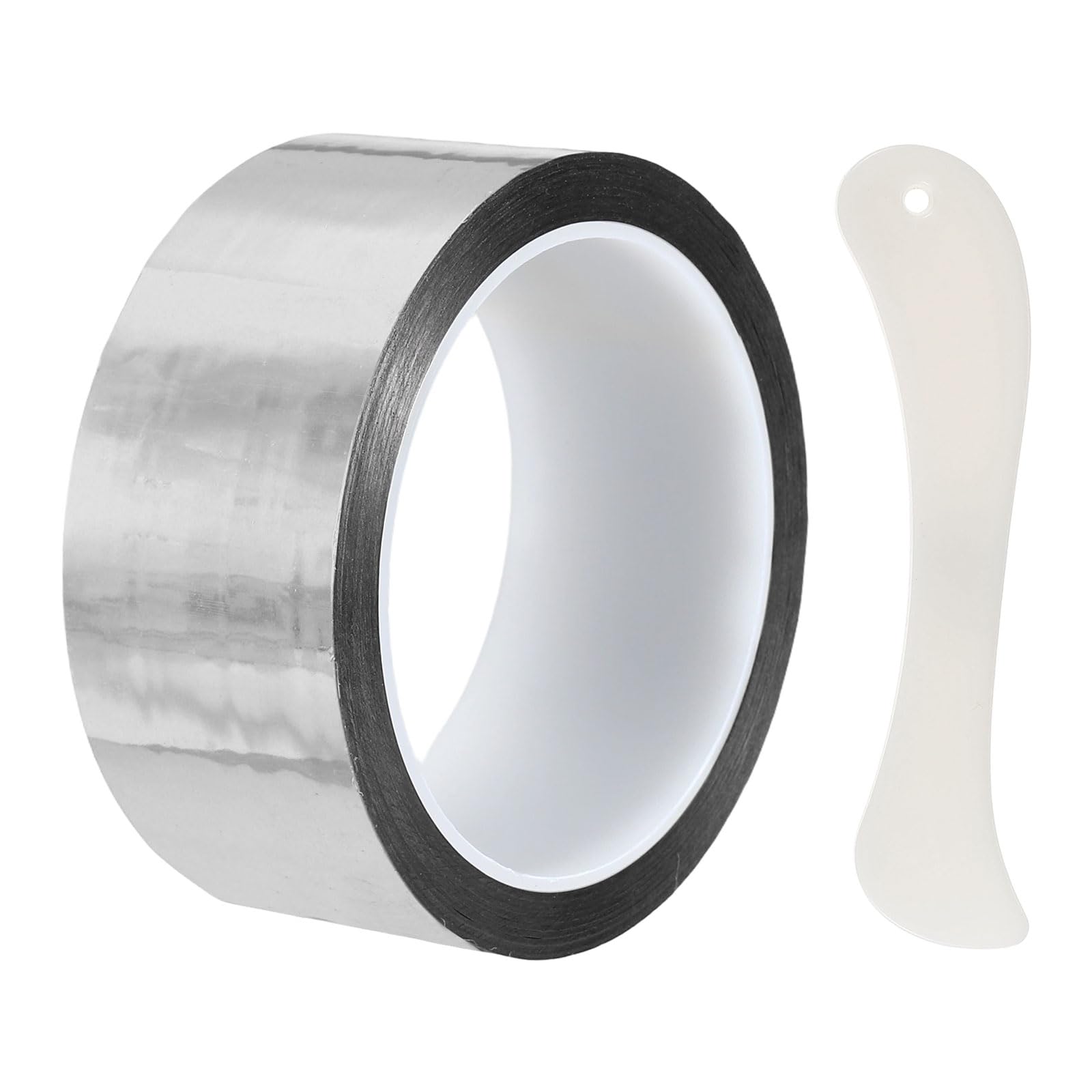 DEFANEX Metallic Mirror Tape (40mm x 50m, 0.05mm, Silver) Self Adhesive Duct Tape, for Wall Decoration Border DIY Gift Wrap