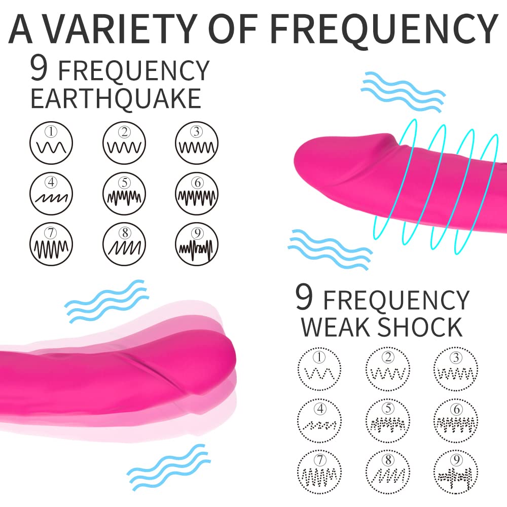 Vibrador de consolador de doble extremo Sh para juegos lésbicos | Rosa | 9 modos de vibración | Impermeable | Recargable con cargador USB incluido