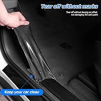 Vista 6 de Protectores de entrada de borde de puerta de automóvil, cinta protectora impermeable anticolisión de fibra de carbono 5D, calcomanía de tira