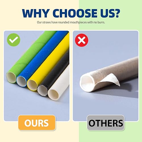 Miniatura 4 de Paquete de 100 pajitas de papel multicolor, biodegradables, duraderas y ecológicas para bebidas frías de café, postres y decoración de bricolaje