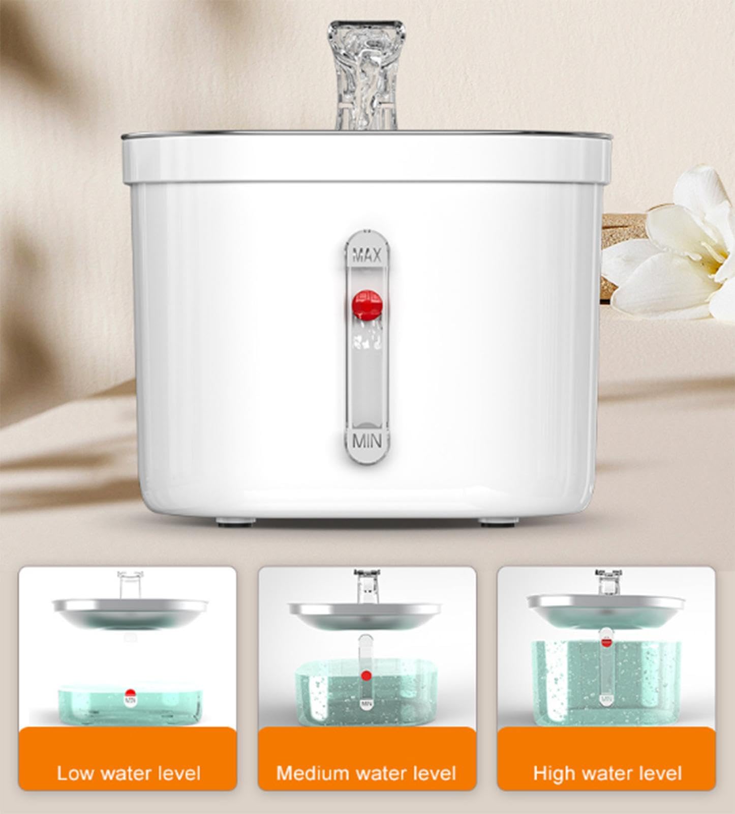 Cat Water Fountain, 2L Automatic Stainless Steel Pet Water Dispenser, Dog Water Fountain with Ultra-Quiet Pump,Window can be Checked,Multi-Filter - image 3