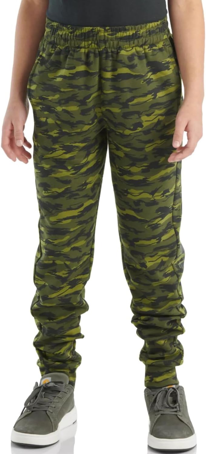 Carhartt Youth Kid's CK8446 Logo Fleece Camo Sweatpant - Boys, Green Camo Print - Medium (10/12) - Image 2
